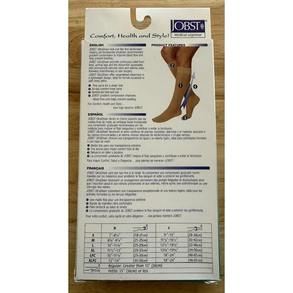 Jobst Firm Compression Knee High MEDIUM Silky Beige 20-30mmHg - 2 Pairs - 121501 - Picture 4 of 6